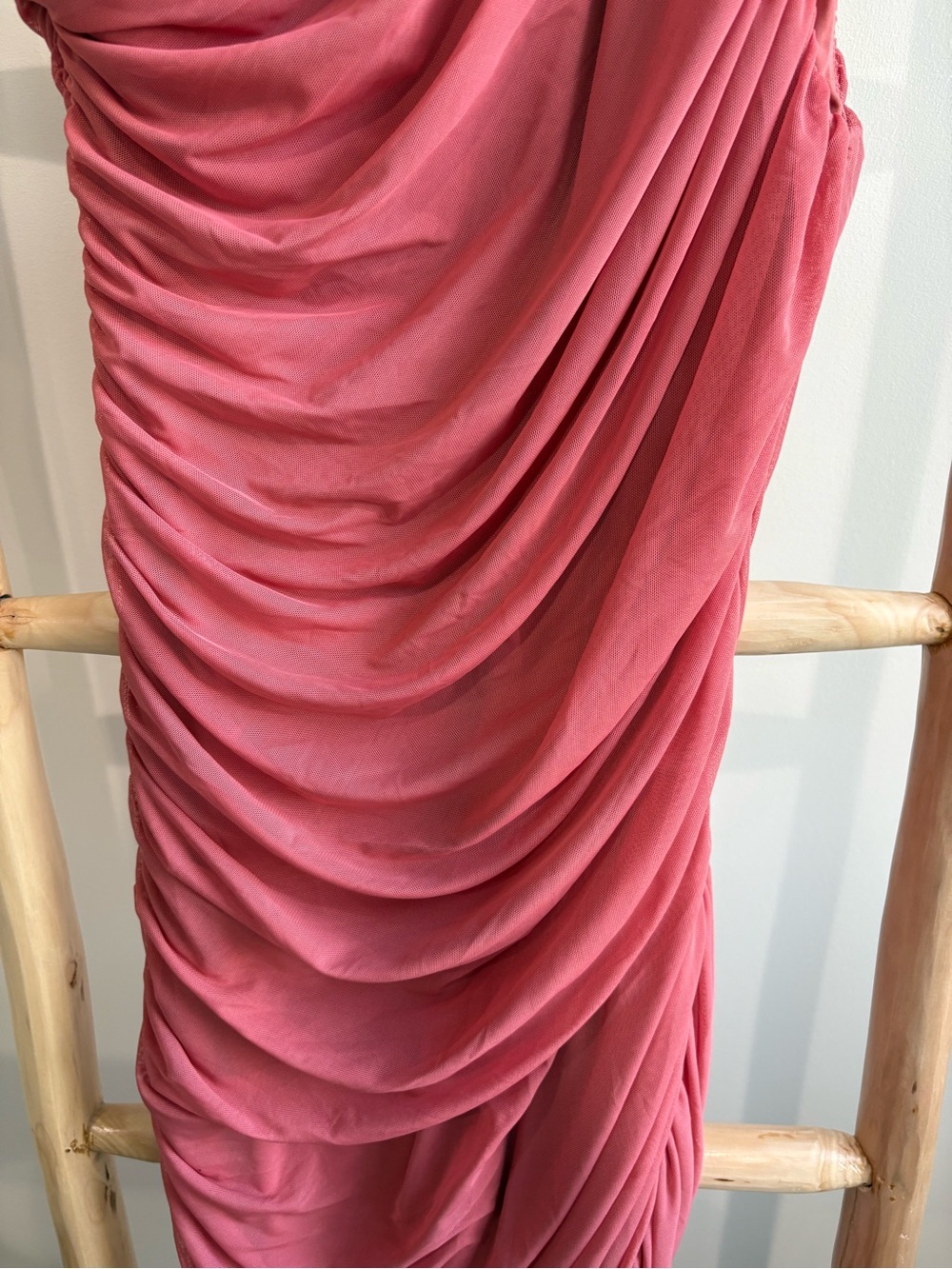 Express One-Shoulder Ruched Pink Dress - Picture 2 of 4